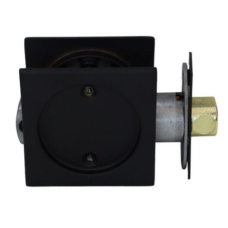 EMTEK Square Passage Pocket Door Tubular Lock with Passage Strike Plate Flat Black Finish 2134US19